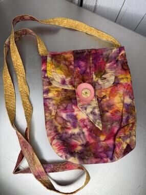 Artisan Watercolor Handbag Shoulder Bag Pink Orange Art To Wear Crossbody